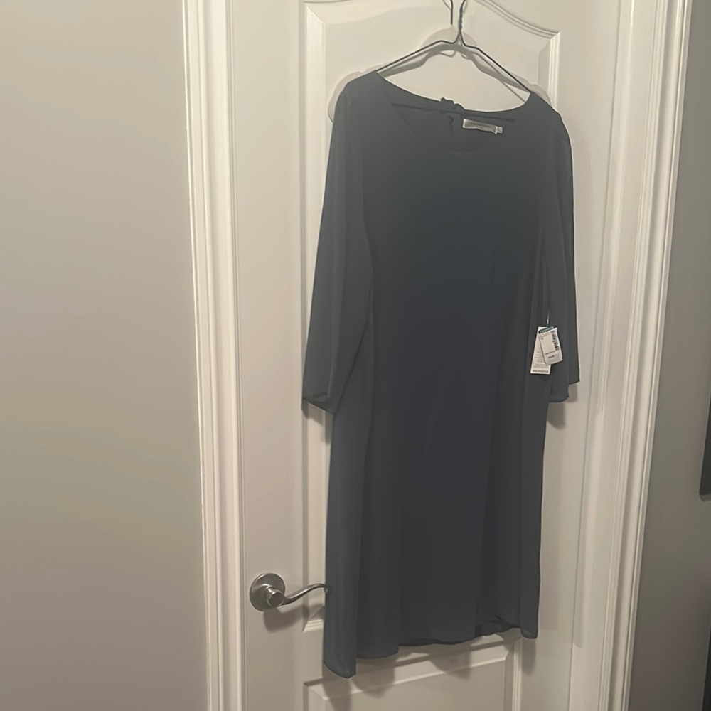 Blue Sheath Dress with sheer Sleeves